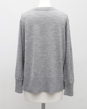 カーデ風ストール付きクルーネックウールニット(セットアップ可能)【846】