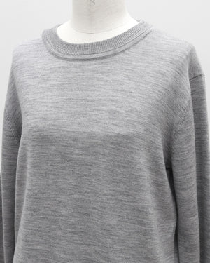 カーデ風ストール付きクルーネックウールニット(セットアップ可能)【846】