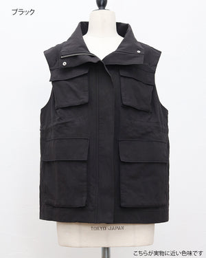 《4/5(日)23:59までSET割》リネンコットンサファリベスト(セットアップ可能)【860】