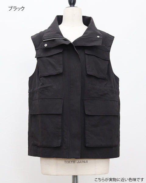 画像をギャラリービューアに読み込む, 《4/5(日)23:59までSET割》リネンコットンサファリベスト(セットアップ可能)【860】
