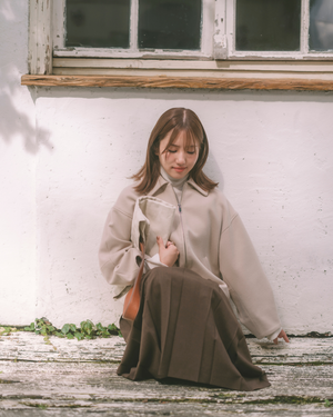 147_ichi_yon_nana】ZIPUPウールショートコート (Japan Fabric)|低 147_ichi_yon_nana】ZIPUPウールショートコート (Japan Fabric)|低