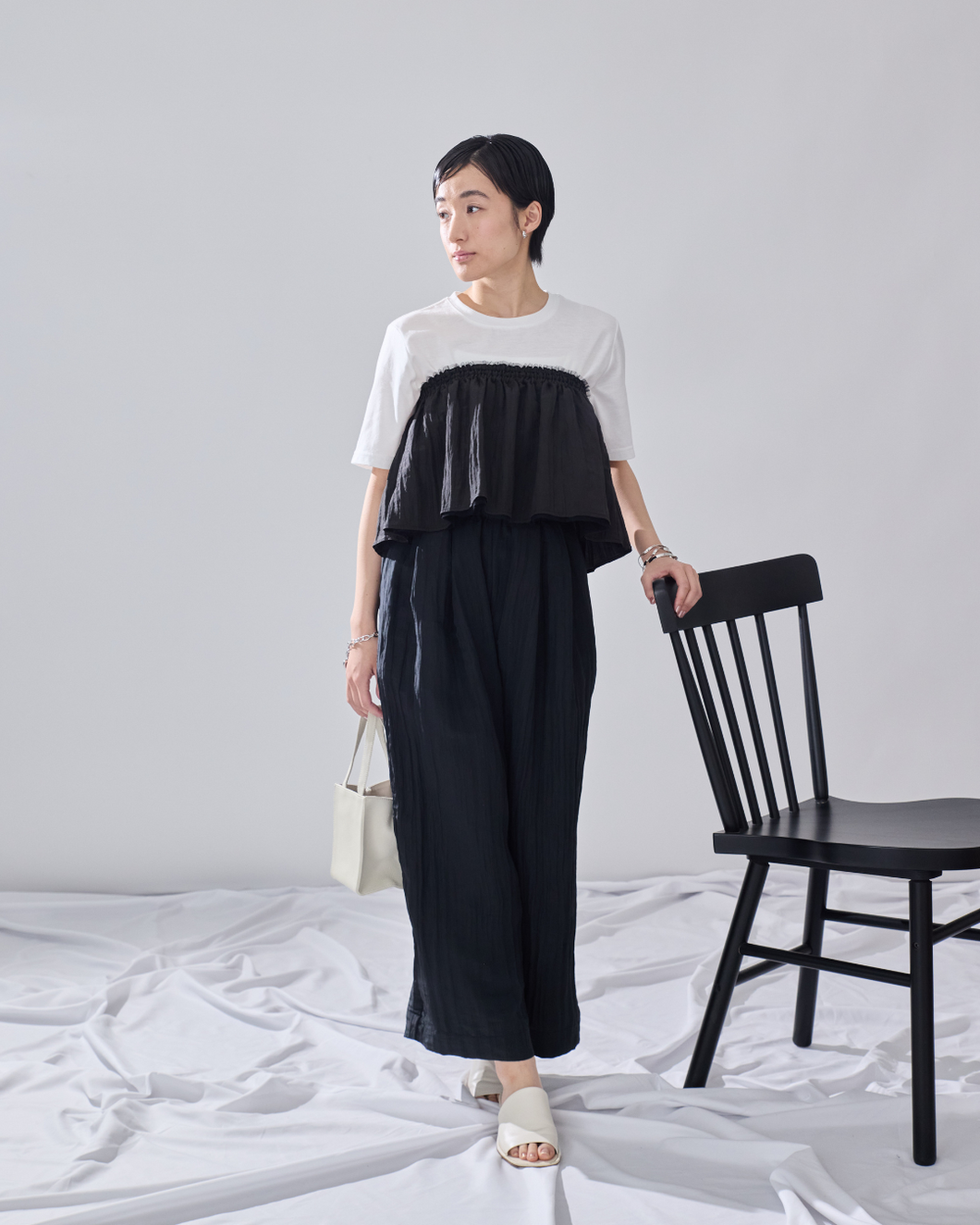 低身長用Tシャツ/小柄用/低身長/Tシャツ/低身長ブランド/小柄ブランド/小柄TOPS/ビスチェセットトップス/マルチway/ チュールビスチェ