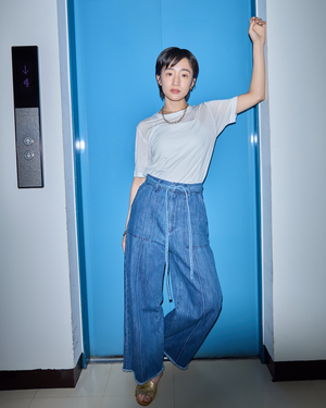 147_ichi_yon_nana】フリンジデニムパンツ(セットアップ可能 147_ichi_yon_nana】フリンジデニムパンツ(セットアップ可能