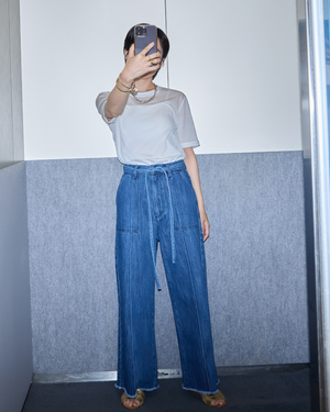 147_ichi_yon_nana】フリンジデニムパンツ(セットアップ可能 147_ichi_yon_nana】フリンジデニムパンツ(セットアップ可能