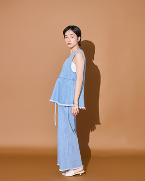 低身長用パンツ/小柄用/低身長/小柄セットセットアップ/デニム/低身長ブランド/小柄ブランド/デニムパンツ/小柄デニム/小柄パンツ/デザインパンツ/韓国/デニムセットアップ/フリンジデニム/フリンジ