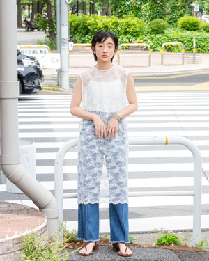 低身長用パンツ/小柄用/低身長/小柄セットセットアップ/デニム/低身長ブランド/小柄ブランド/デニムパンツ/小柄デニム/小柄パンツ/デザインパンツ/韓国/デニムセットアップ/フリンジデニム/フリンジ