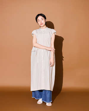 小柄ワンピース/低身長ワンピース/こコットンワンピース/低身長シャツワンピース/マルチway/取り外し可能/短丈ブラウス/パフスリーブブラウス