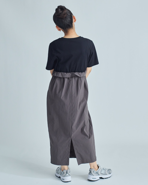 小柄ワンピース/低身長ワンピース/異素材切替ワンピース/切替ワンピース/低身長ブランド/小柄用/低身長用ワンピース