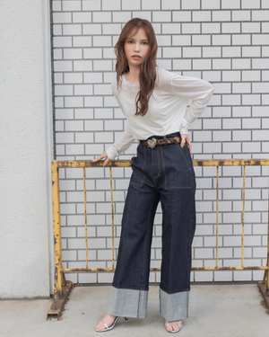 完売品✨新品タグなし 147 イチヨンナナ ロールアップデニム S 147_ichi_yon_nana】ロールアップデニム|低身長さん必見・小柄
