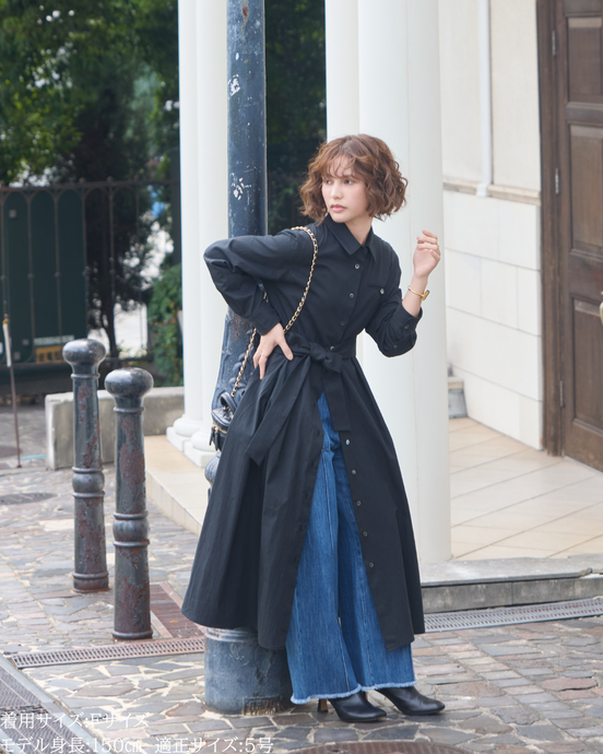 小柄ワンピース/低身長ワンピース/こコットンワンピース/低身長シャツワンピース/パリジェンヌ/羽織/147cm