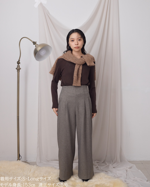 画像をギャラリービューアに読み込む, 低身長パンツ/小柄パンツ/低身長用ボトム/低身長用/韓国系/韓国風/低身長コーディネート/小柄コーデ/パンツコーデ/ハイウエストパンツ/美脚パンツ/147㎝
