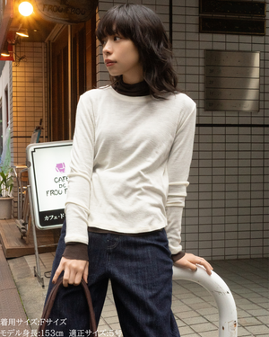 低身長向けトップス/低身長用/小柄ワトップス/小柄用/147㎝/SSサイス/XSサイズ/インナー/クルーニット/低身長/ウール/ウールインナー/レイヤード/重ね着