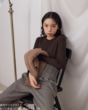 低身長向けトップス/低身長用/小柄ワトップス/小柄用/147㎝/SSサイス/XSサイズ/インナー/クルーニット/低身長/ウール/ウールインナー/レイヤード/重ね着