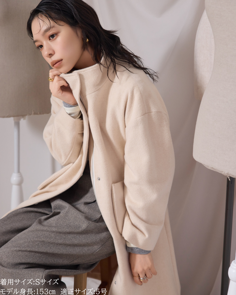 画像をギャラリービューアに読み込む, 取り外しフード付きマニッシュコート(Japan Fabric)【685】
