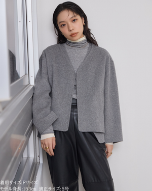 カシミヤ混リバーレイヤードコート(Japan Fabric)【808】