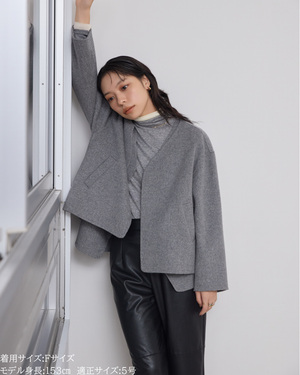 カシミヤ混リバーレイヤードコート(Japan Fabric)【808】