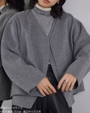 147_ichi_yon_nana】カシミヤ混リバーレイヤードコート(Japan Fabric 147_ichi_yon_nana】カシミヤ混リバーレイヤードコート(Japan Fabric