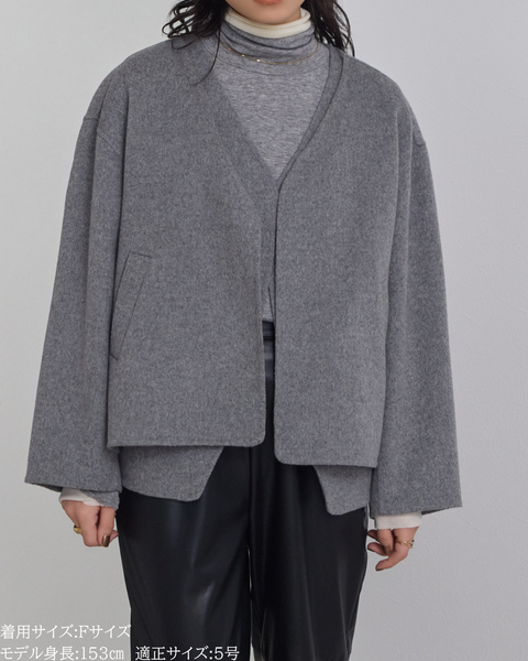 画像をギャラリービューアに読み込む, カシミヤ混リバーレイヤードコート(Japan Fabric)【808】
