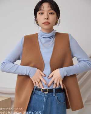 147_ichi_yon_nana】カシミヤ混リバーレイヤードコート(Japan Fabric 147_ichi_yon_nana】カシミヤ混リバーレイヤードコート(Japan Fabric