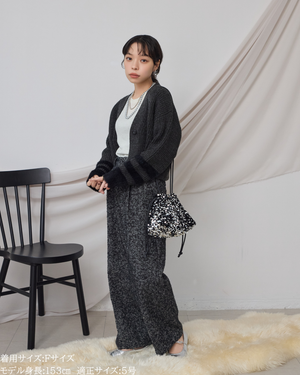 袖シャギーVネックカーディガン【618】