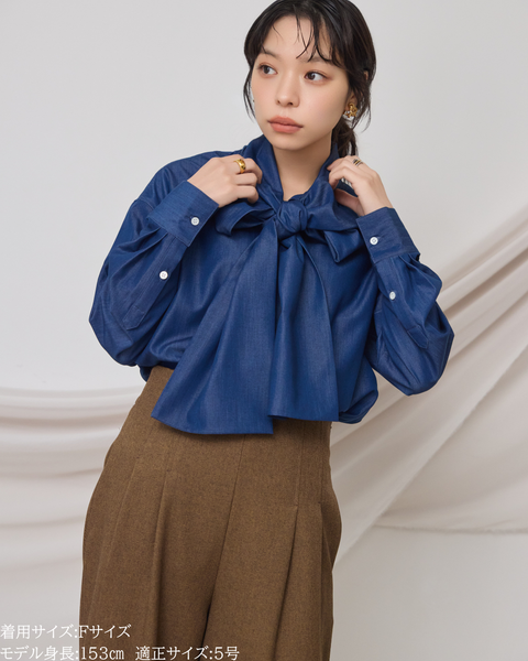 画像をギャラリービューアに読み込む, リュクスファブリックボウタイブラウス【823】
