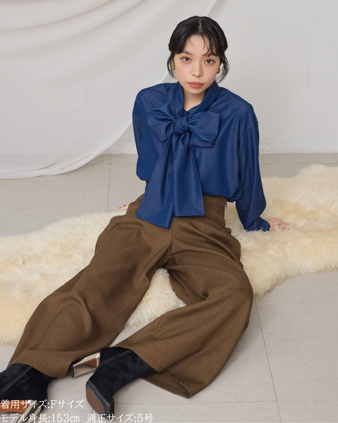 画像をギャラリービューアに読み込む, リュクスファブリックボウタイブラウス【823】
