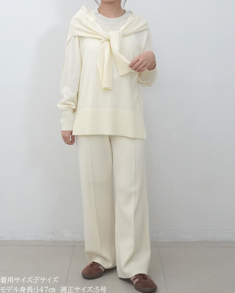 画像をギャラリービューアに読み込む, 低身長向けトップス/低身長用/小柄ワトップス/小柄用/147㎝/SSサイス/XSサイズ/インナー/クルーニット/低身長/ウール/ウールインナー/カーデ風ストール付き/デザインニット
