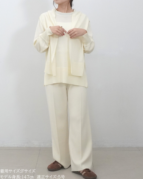 画像をギャラリービューアに読み込む, 低身長向けトップス/低身長用/小柄ワトップス/小柄用/147㎝/SSサイス/XSサイズ/インナー/クルーニット/低身長/ウール/ウールインナー/カーデ風ストール付き/デザインニット
