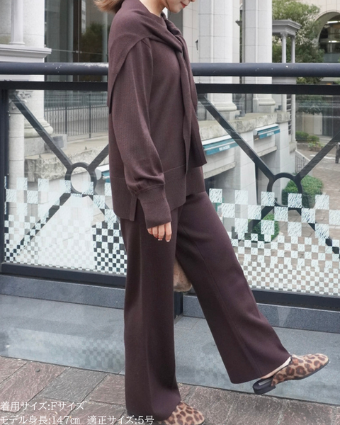 画像をギャラリービューアに読み込む, 低身長向けトップス/低身長用/小柄ワトップス/小柄用/147㎝/SSサイス/XSサイズ/インナー/クルーニット/低身長/ウール/ウールインナー/カーデ風ストール付き/デザインニット
