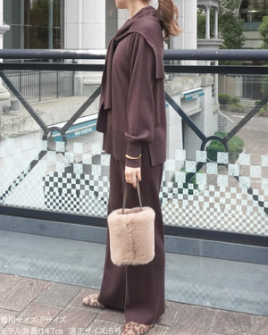 低身長向けトップス/低身長用/小柄ワトップス/小柄用/147㎝/SSサイス/XSサイズ/インナー/クルーニット/低身長/ウール/ウールインナー/カーデ風ストール付き/デザインニット