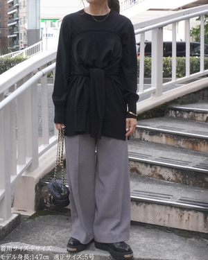 低身長向けトップス/低身長用/小柄ワトップス/小柄用/147㎝/SSサイス/XSサイズ/インナー/クルーニット/低身長/ウール/ウールインナー/カーデ風ストール付き/デザインニット