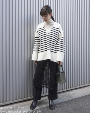 147_ichi_yon_nana】裏起毛フレアパンツ｜ウール・柄ニット・｜低身長
