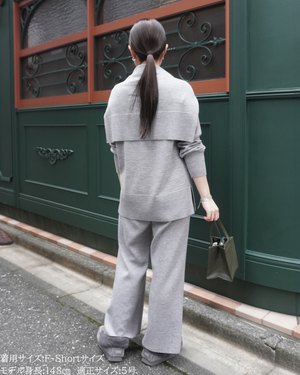 低身長パンツ/低身長用ボトム/ボトム/小柄用/XSサイズ/SSサイズ/147㎝/低身長ブランド/低身長ニットパンツ/ニットパンツ/お直し不要/脚長効果/ウールパンツ/ウール100%