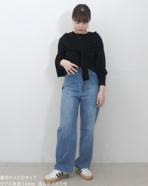 画像をギャラリービューアに読み込む, 低身長向けトップス/低身長用/小柄ワトップス/小柄用/147㎝/SSサイス/XSサイズ/インナー/クルーニット/低身長/ウール/ウールインナー/カーデ風ストール付き/デザインニット
