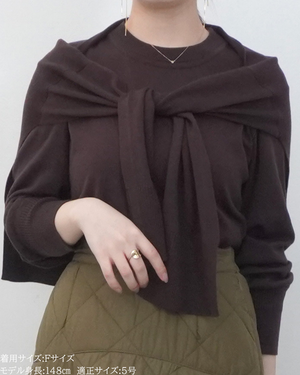 低身長向けトップス/低身長用/小柄ワトップス/小柄用/147㎝/SSサイス/XSサイズ/インナー/クルーニット/低身長/ウール/ウールインナー/カーデ風ストール付き/デザインニット