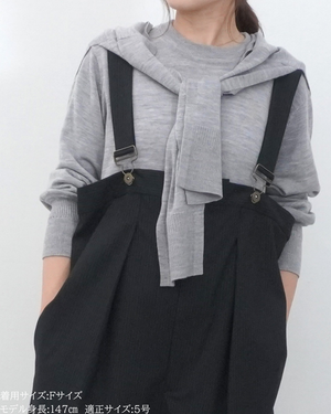 低身長向けトップス/低身長用/小柄ワトップス/小柄用/147㎝/SSサイス/XSサイズ/インナー/クルーニット/低身長/ウール/ウールインナー/カーデ風ストール付き/デザインニット