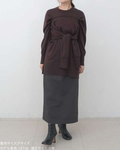 画像をギャラリービューアに読み込む, 低身長向けトップス/低身長用/小柄ワトップス/小柄用/147㎝/SSサイス/XSサイズ/インナー/クルーニット/低身長/ウール/ウールインナー/カーデ風ストール付き/デザインニット
