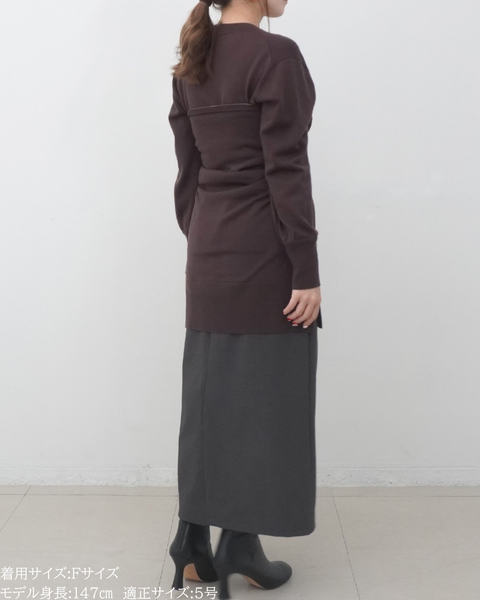 画像をギャラリービューアに読み込む, 低身長向けトップス/低身長用/小柄ワトップス/小柄用/147㎝/SSサイス/XSサイズ/インナー/クルーニット/低身長/ウール/ウールインナー/カーデ風ストール付き/デザインニット
