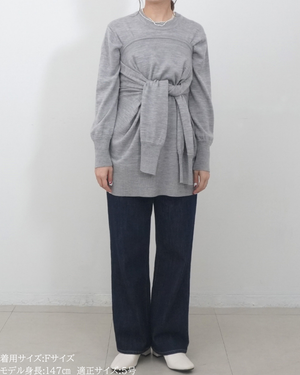 低身長向けトップス/低身長用/小柄ワトップス/小柄用/147㎝/SSサイス/XSサイズ/インナー/クルーニット/低身長/ウール/ウールインナー/カーデ風ストール付き/デザインニット