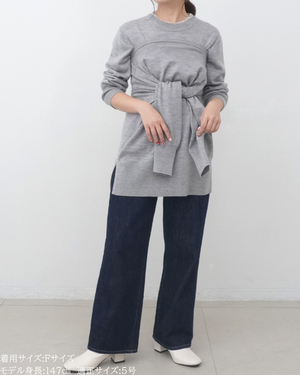 低身長向けトップス/低身長用/小柄ワトップス/小柄用/147㎝/SSサイス/XSサイズ/インナー/クルーニット/低身長/ウール/ウールインナー/カーデ風ストール付き/デザインニット