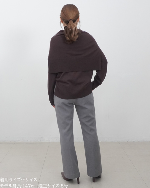 画像をギャラリービューアに読み込む, 低身長向けトップス/低身長用/小柄ワトップス/小柄用/147㎝/SSサイス/XSサイズ/インナー/クルーニット/低身長/ウール/ウールインナー/カーデ風ストール付き/デザインニット
