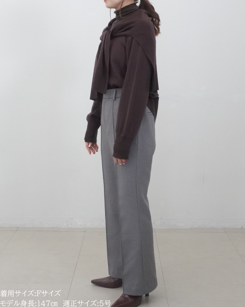 画像をギャラリービューアに読み込む, 低身長向けトップス/低身長用/小柄ワトップス/小柄用/147㎝/SSサイス/XSサイズ/インナー/クルーニット/低身長/ウール/ウールインナー/カーデ風ストール付き/デザインニット
