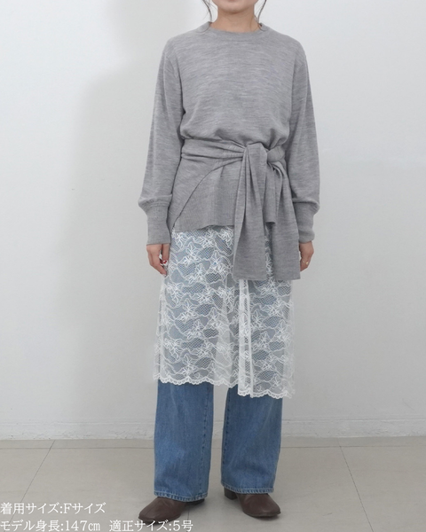 画像をギャラリービューアに読み込む, 低身長向けトップス/低身長用/小柄ワトップス/小柄用/147㎝/SSサイス/XSサイズ/インナー/クルーニット/低身長/ウール/ウールインナー/カーデ風ストール付き/デザインニット
