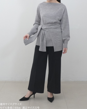 低身長向けトップス/低身長用/小柄ワトップス/小柄用/147㎝/SSサイス/XSサイズ/インナー/クルーニット/低身長/ウール/ウールインナー/カーデ風ストール付き/デザインニット/ボートネックニット/ボートネック/ウール100%