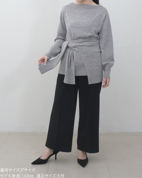 画像をギャラリービューアに読み込む, 低身長向けトップス/低身長用/小柄ワトップス/小柄用/147㎝/SSサイス/XSサイズ/インナー/クルーニット/低身長/ウール/ウールインナー/カーデ風ストール付き/デザインニット/ボートネックニット/ボートネック/ウール100%
