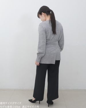 低身長向けトップス/低身長用/小柄ワトップス/小柄用/147㎝/SSサイス/XSサイズ/インナー/クルーニット/低身長/ウール/ウールインナー/カーデ風ストール付き/デザインニット/ボートネックニット/ボートネック/ウール100%