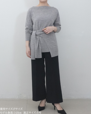 低身長向けトップス/低身長用/小柄ワトップス/小柄用/147㎝/SSサイス/XSサイズ/インナー/クルーニット/低身長/ウール/ウールインナー/カーデ風ストール付き/デザインニット/ボートネックニット/ボートネック/ウール100%