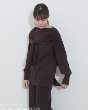 低身長向けトップス/低身長用/小柄ワトップス/小柄用/147㎝/SSサイス/XSサイズ/インナー/クルーニット/低身長/ウール/ウールインナー/カーデ風ストール付き/デザインニット/ボートネックニット/ボートネック/ウール100%