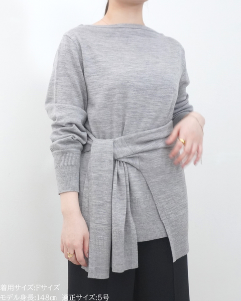 画像をギャラリービューアに読み込む, 低身長向けトップス/低身長用/小柄ワトップス/小柄用/147㎝/SSサイス/XSサイズ/インナー/クルーニット/低身長/ウール/ウールインナー/カーデ風ストール付き/デザインニット/ボートネックニット/ボートネック/ウール100%
