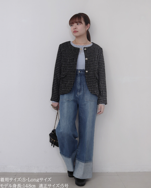 低身長パンツ/低身長用ボトム/ボトム/デニムパンツ/小柄用/XSサイズ/SSサイズ/147㎝/低身長ブランド/低身長デニムパンツ/韓国風/小柄韓国/デニム/ロールアップデニム/低身長/小柄/小柄デニム